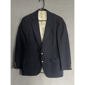 Chaps Ralph Lauren Vtg Wool Blazer 40R Black Gold Button Jacket London Shop